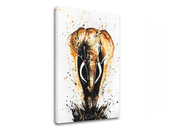 Modern tablou cu motivul ELEFANT 1 piese, elefant în alb-maro nuanțe | Tablou pe pânză ELEFANT 1 piese, natură și forță – previzualizare