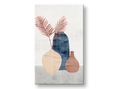 În stil scandinav tablou pe pânză cu motivul VÁZY 002, natură în bej-albastru nuanțe, atmosferă liniștită, natură și minimalism, potrivit pentru birou de lucru – principală