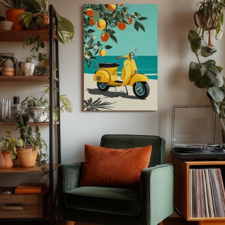 Tablou pe pânză Vespa v Taliansku - Retro Ulička - imagine 3