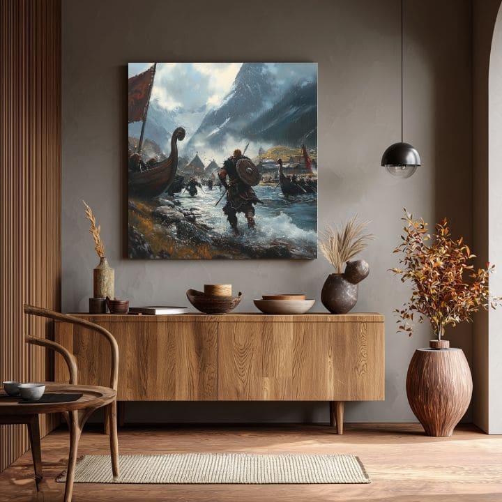 Tablou pe pânză Vikingii pe Mare - Historický Tablou - imagine 2