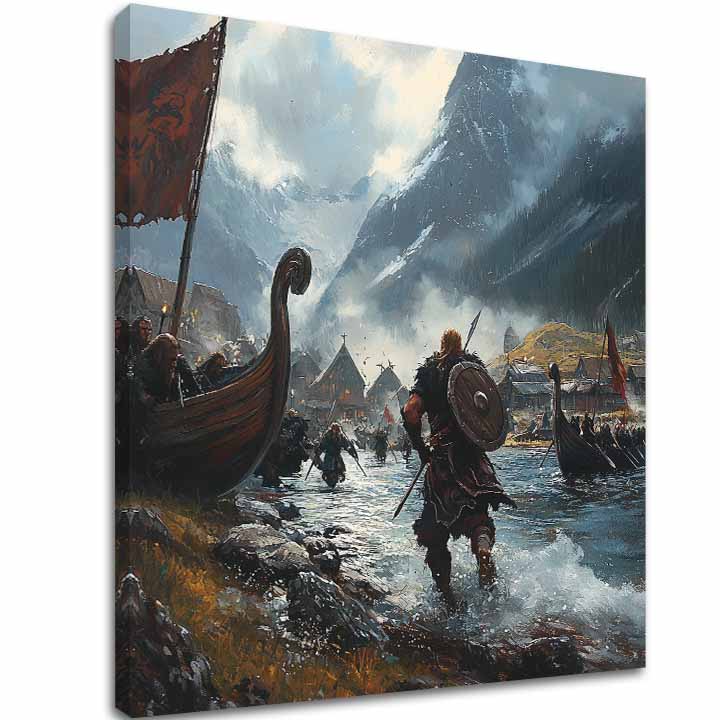 Tablou pe pânză Vikingii pe Mare - Historický Tablou - imagine principală
