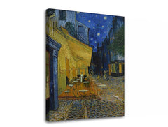 Vintage tablou pe pânză cu motivul Vincent van Gogh - Café Terrace at Night în albastru-negru nuanțe, atmosferă liniștită, viață urbană și singurătate – produs