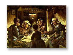Vintage tablou pe pânză cu motivul Vincent van Gogh - Jedáci zemiakov, hartă, natură în bej-maro nuanțe, atmosferă sumbră, potrivit pentru bucătărie – produs, vedere 2