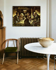 Vintage tablou cu motivul Vincent van Gogh - Jedáci zemiakov, hartă, natură în bej-maro nuanțe | Tablou pe pânză Vincent van Gogh - Jedáci zemiakov – previzualizare