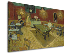 Vintage tablou pe pânză cu motivul Vincent van Gogh - Nočná kaviareň, ceas, hartă, natură în maro-verde nuanțe, potrivit pentru bucătărie | Tablou pe pânză Vincent van Gogh - Nočná kaviareň – produs
