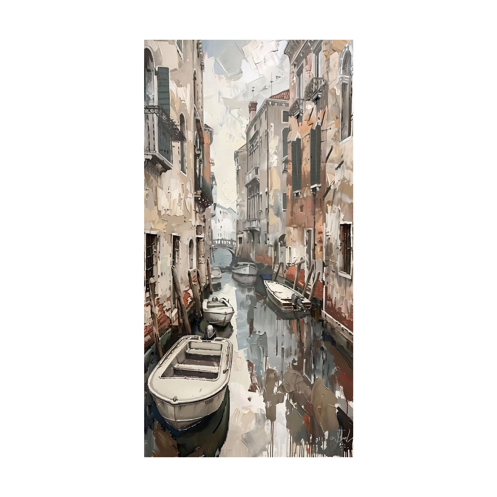 Tablou canal venețian cu bărci – motivul întreg