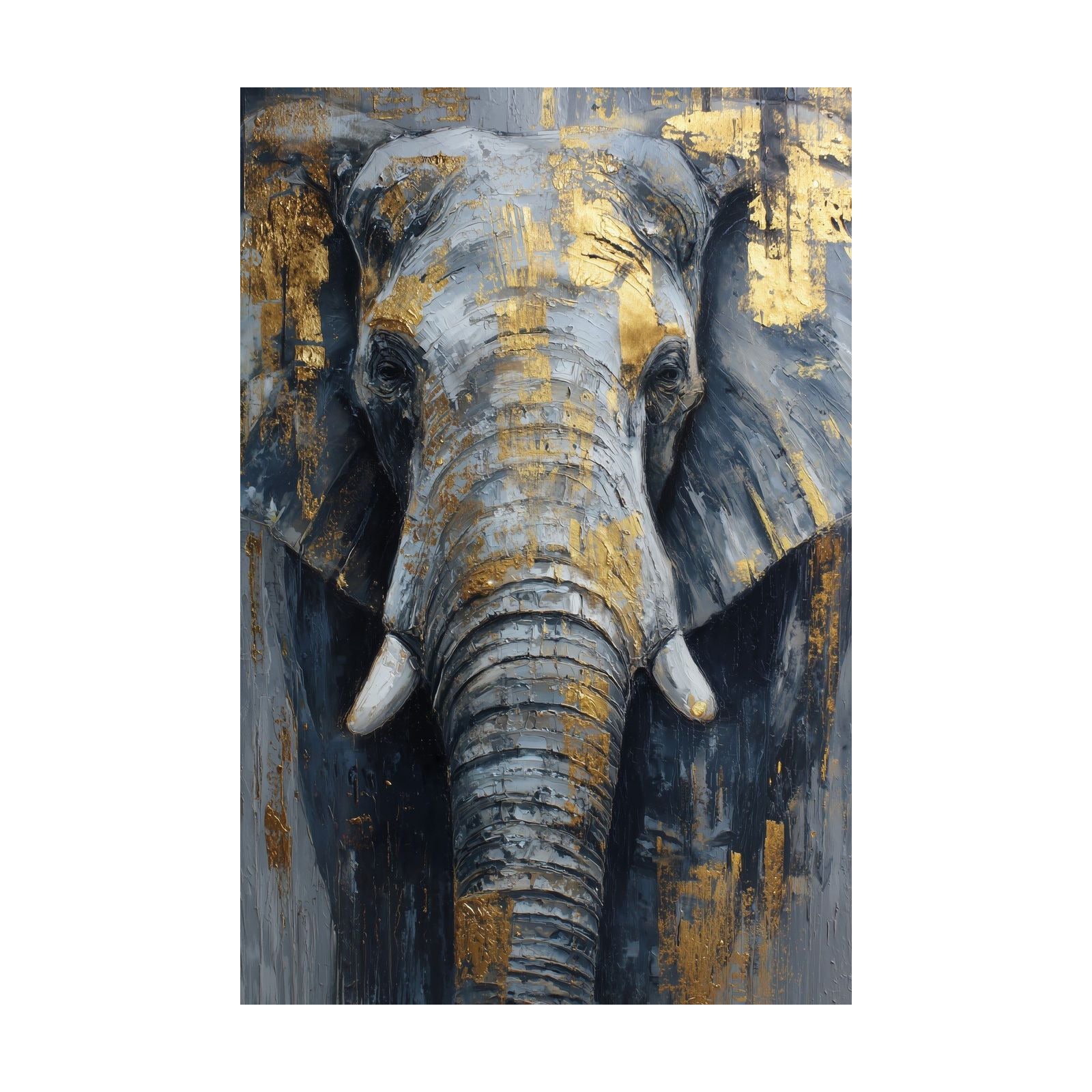 Tablou elefant cu accente aurii – motiv complet