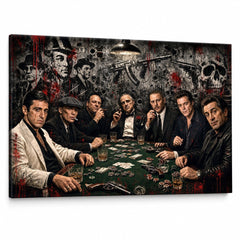 Tablou cu mafioți la poker, 7 legende ale filmelor noir pe pânză de calitate premium, ideal pentru decor interior masculin de la Papilora