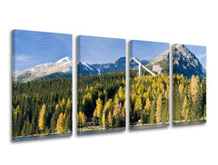 Pop art tablou pe pânză cu motivul SLOVACIA, munți, pădure, râu, cer în alb-albastru nuanțe, atmosferă liniștită, natură, execuție multi-panou – principală