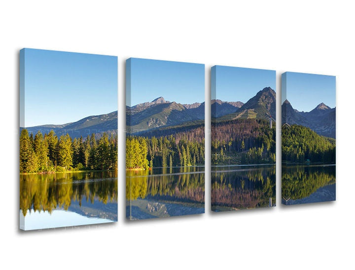 Clasic tablou cu motivul SLOVACIA, munți, lac în albastru-verde nuanțe | Tablou de perete SLOVACIA, natură și sălbăticie – previzualizare