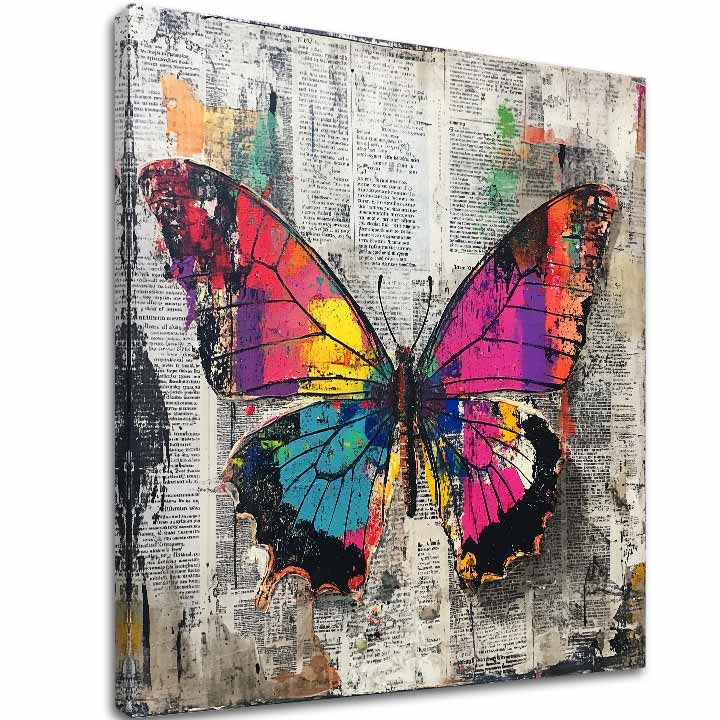 Modern tablou pe pânză cu motivul Abstraktný Fluture - Prémiová Imprimare, fluture în alb-violet nuanțe, natură | Tablou Abstraktný Fluture - Prémiová Imprimare – principală