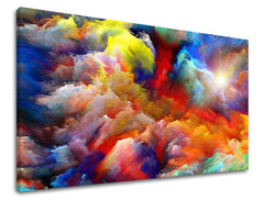 Pop art tablou pe pânză cu motivul nori, cer, hartă în albastru-verde nuanțe, atmosferă eterică, natură, potrivit pentru sufragerie | Tablou de perete ABSTRACT – principală