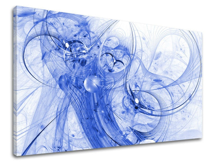În stil scandinav tablou pe pânză cu motivul natură în albastru nuanțe, atmosferă liniștită, pace și echilibru, potrivit pentru birou | Tablou de perete ABSTRACT – principală
