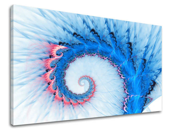 Pop art tablou pe pânză cu motivul mare și plajă în alb-albastru nuanțe, atmosferă eterică, natură, potrivit pentru birou | Tablou de perete ABSTRACT – principală