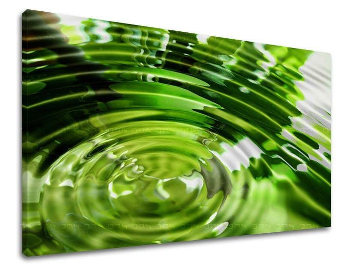 Clasic tablou pe pânză cu motivul peisaj, hartă, natură în alb-verde nuanțe, natură, potrivit pentru sufragerie | Tablou de perete ABSTRACT – principală