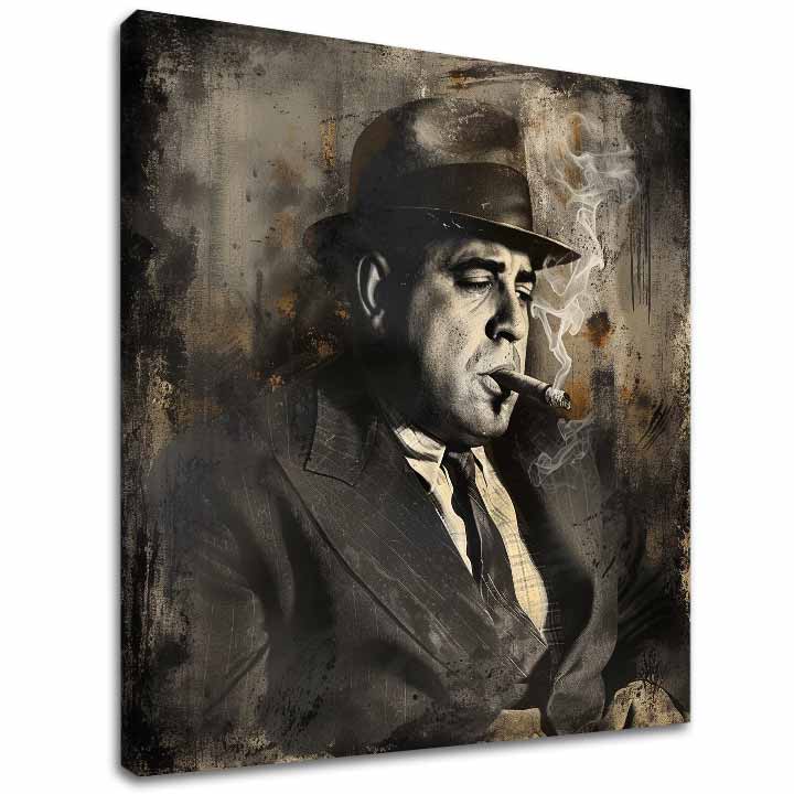 Tablou de perete AL CAPONE - Fum și putere | finisată de mâna artistului - imagine 2