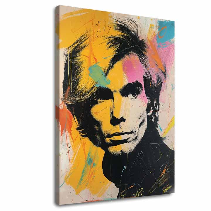 Modern tablou pe pânză cu motivul Andy Warhol - Farby popovej revolúcie, păr în negru-galben nuanțe, atmosferă energică | Tablou Andy Warhol - Farby popovej revolúcie – principală