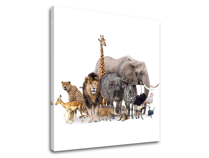 Clasic tablou pe pânză cu motivul ANIMALE, păsări, model etnic, animal în alb-maro nuanțe, potrivit pentru cameră de copii | Tablou de perete ANIMALE_051-12 – produs