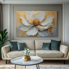Modern tablou pe pânză cu motivul Aurin zlatý dotyk în crem nuanțe, atmosferă elegantă, natură și impresie de lux | Tablou Aurin zlatý dotyk – produs