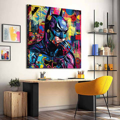 Modern tablou pe pânză cu motivul Batman: Grafická ikona, atmosferă energică, cultură pop | Tablou Batman: Grafická ikona – produs