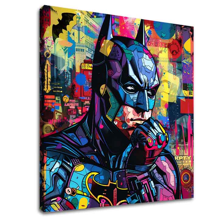 Modern tablou pe pânză cu motivul Batman: Grafická ikona, atmosferă energică, cultură pop | Tablou Batman: Grafická ikona – principală