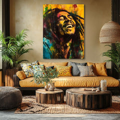Finisat manual tablou Bob Marley Jamajská hviezda - detaliu picturi 2