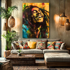 Finisat manual tablou pe pânză Bob Marley Jamajská hviezda 100% original akrylom - principală vedere