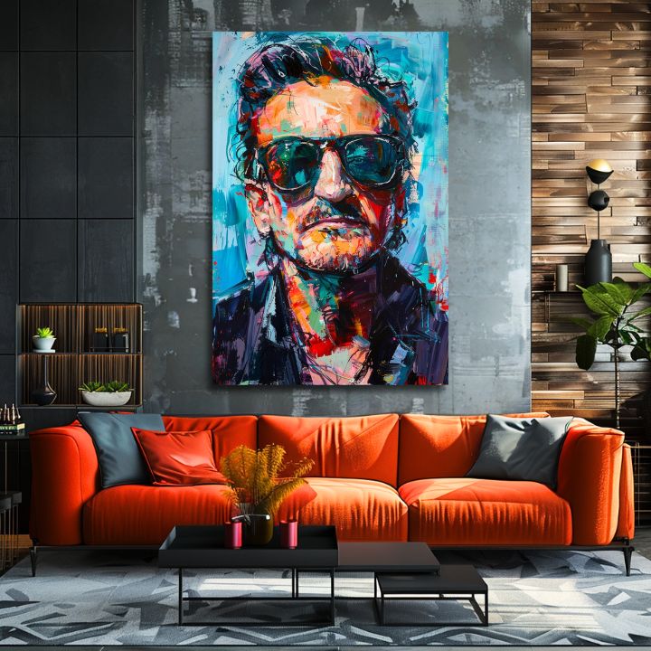 Modern tablou pe pânză cu motivul Bono - Melódia svetla, sacou în albastru nuanțe | Tablou Bono - Melódia svetla, decorațiune de perete – produs, vedere 2