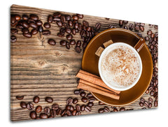 Clasic tablou pe pânză cu motivul ceașcă de cafea în bej-maro nuanțe, atmosferă confortabilă, potrivit pentru bucătărie | Tablou de perete BUCĂTĂRIE – principală