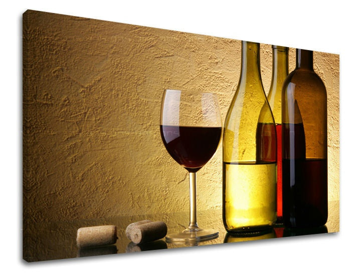 În stil boho tablou cu motivul pahar de vin în verde-roșu nuanțe | Tablou de perete BUCĂTĂRIE, decorațiune de perete – previzualizare