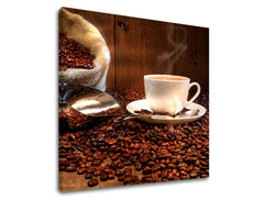 Rustic tablou cu motivul ceașcă de cafea în alb-maro nuanțe | Tablou de perete BUCĂTĂRIE, decorațiune de perete – previzualizare