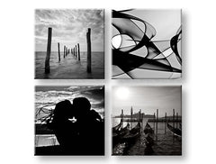 Colaj tablou cu motivul Memories of love, peisaj în alb-negru nuanțe | Tablou de perete Memories of love, dragoste și natură – previzualizare