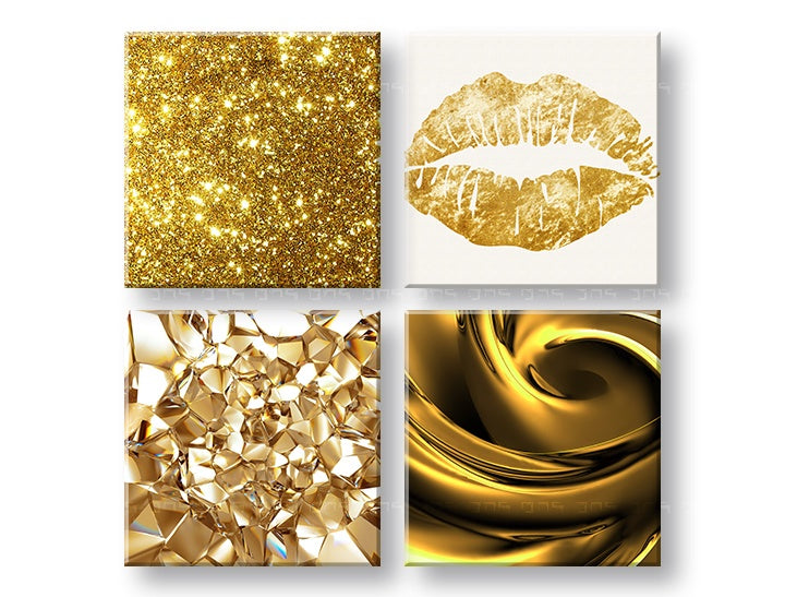 Colaj tablou cu motivul Golden kiss în alb-auriu nuanțe | Tablou de perete Golden kiss, frumusețe și celebrare – previzualizare