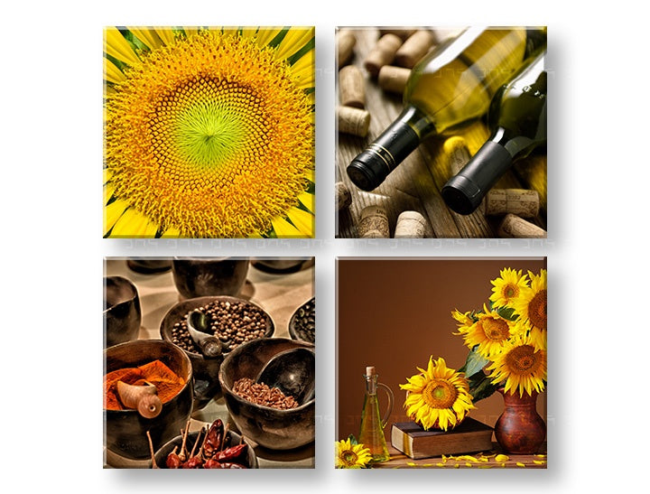 Colaj tablou cu motivul Taste of the Sun, motiv religios în maro-verde nuanțe | Tablou de perete Taste of the Sun – previzualizare
