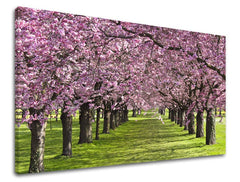 Clasic tablou pe pânză cu motivul flori, hartă, natură, copaci în maro-roz nuanțe, atmosferă liniștită, atmosferă de primăvară și natură, potrivit pentru hol – principală