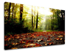Clasic tablou pe pânză cu motivul copaci, peisaj, hartă, natură în portocaliu-verde nuanțe, atmosferă liniștită, natură și singurătate, potrivit pentru hol – principală