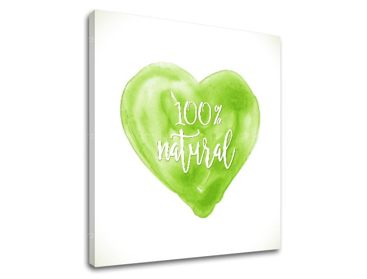 În stil scandinav tablou cu motivul inimă, natură în alb-verde nuanțe | Tablou de perete s textom Natural, natură – previzualizare