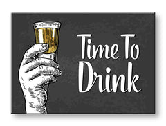 Vintage tablou pe pânză cu motivul motiv pentru copii în alb-auriu nuanțe | Tablou de perete s textom Time to drink, decorațiune de perete – principală