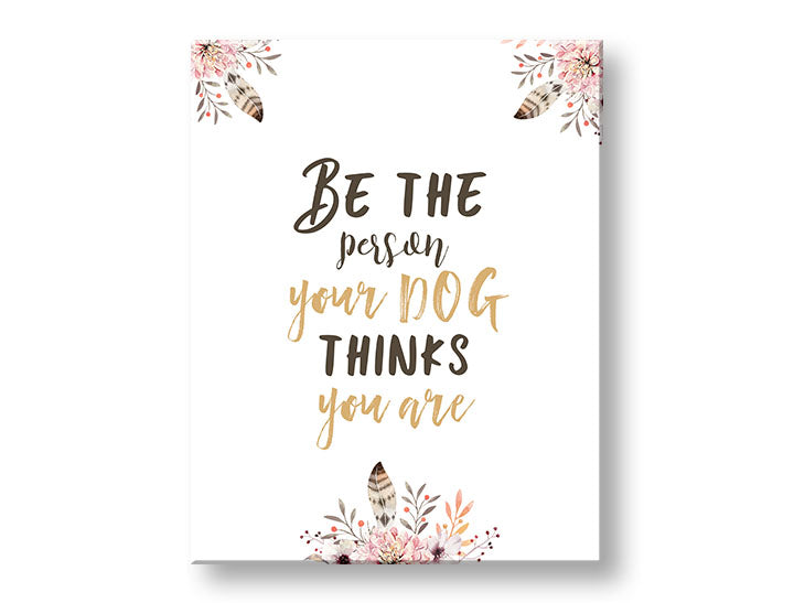 Modern tablou pe pânză cu motivul flori, natură, animal în alb-roz nuanțe, potrivit pentru hol | Tablou de perete s textom Be the person – principală