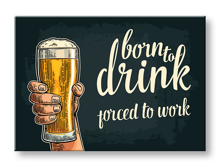 Minimalist tablou pe pânză în alb-bej nuanțe, potrivit pentru bucătărie | Tablou de perete s textom Born to drink – principală