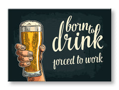Minimalist tablou pe pânză în alb-bej nuanțe, potrivit pentru bucătărie | Tablou de perete s textom Born to drink – principală