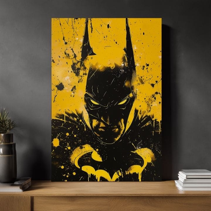 Modern tablou pe pânză cu motivul Dark Knight na pânză, mască în negru-alb nuanțe, atmosferă intensă | Tablou Dark Knight na pânză – produs, vedere 2