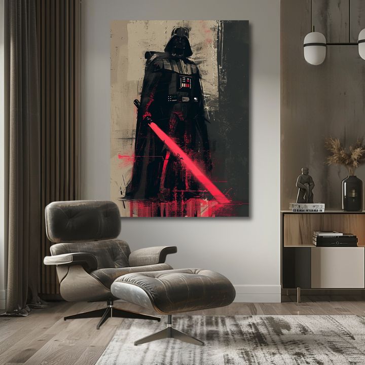 Modern tablou pe pânză cu motivul Darth Vader - Temná forță na pânză în negru-gri nuanțe, forță și putere | Tablou Darth Vader - Temná forță na pânză – produs, vedere 2