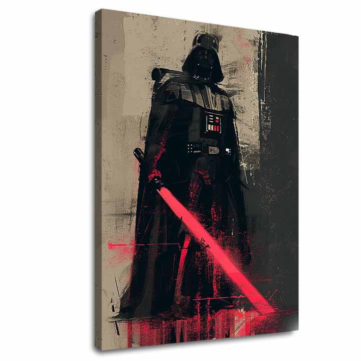 Modern tablou pe pânză cu motivul Darth Vader - Temná forță na pânză în negru-gri nuanțe, forță și putere | Tablou Darth Vader - Temná forță na pânză – principală