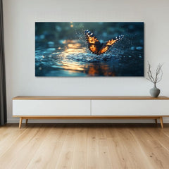 Modern tablou pe pânză cu motivul Fluturelui - Čaro Prírody, fluture în turcoaz nuanțe, atmosferă liniștită, natură | Tablou Fluturelui - Čaro Prírody – produs, vedere 3