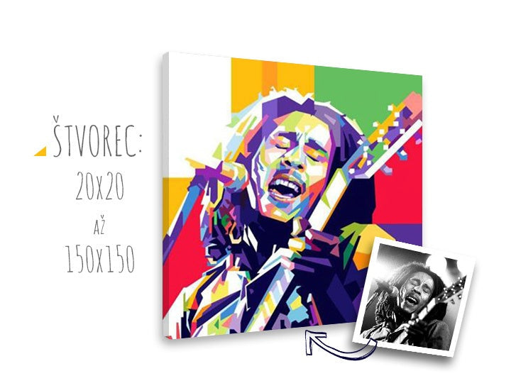 Pop art tablou pe pânză cu motivul chitară, microfon, oameni în alb-violet nuanțe, atmosferă energică, rock and roll, potrivit pentru sufragerie – principală
