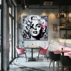 Modern tablou pe pânză cu motivul Hollywoodska Legenda Marilyn Monroe în roz nuanțe, atmosferă îndrăzneață, glorie, potrivit pentru sufragerie | Tablou pe pânză - Hollywoodska Legenda Marilyn Monroe