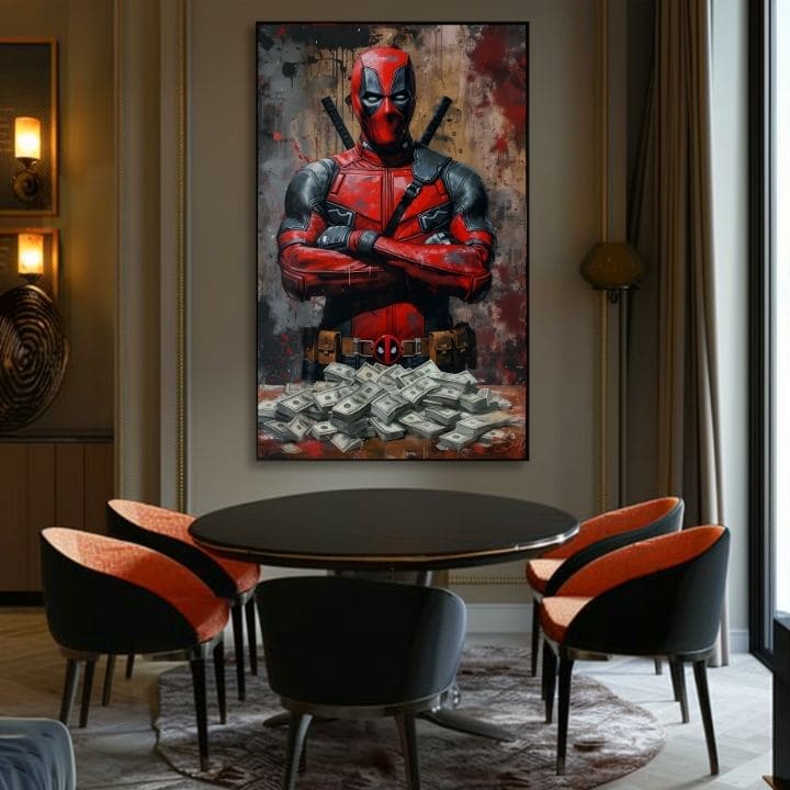 Tablou de perete DEADPOOL: Bani și haos | finisată de mâna artistului