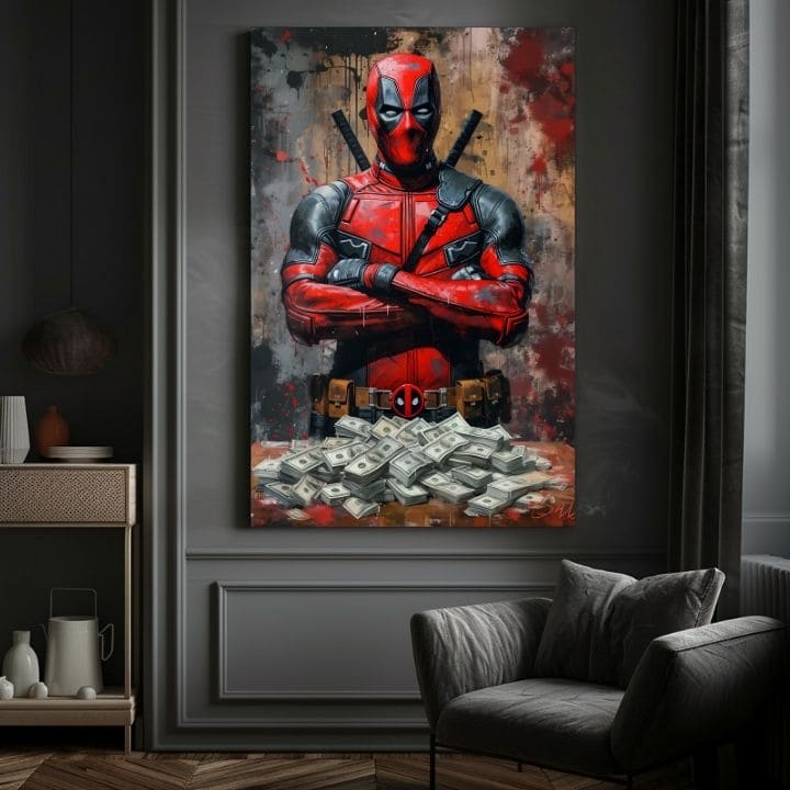Tablou de perete DEADPOOL: Bani și haos | finisată de mâna artistului - imagine 3