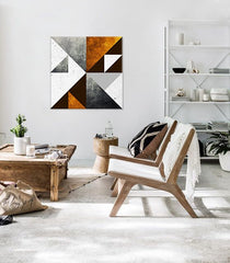 În stil scandinav tablou cu motivul Dialogue with Modern Creation, hartă, natură în alb-gri nuanțe | Tablou de perete Dialogue with Modern Creation – previzualizare